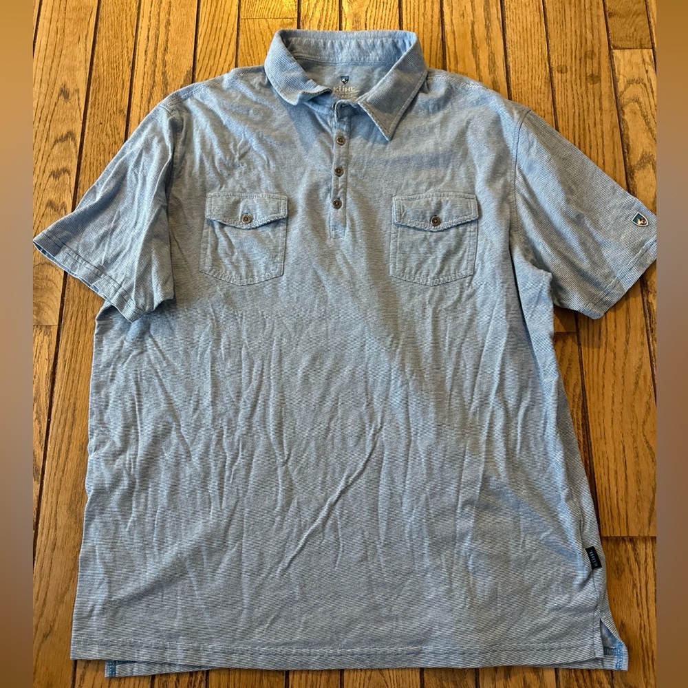 Kuhl Mens XL Flowy Polo Shirt Blue Stripes